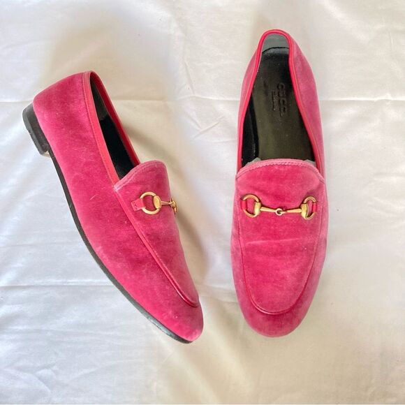 GUCCI 💕Pink 💕 Princeton Loafers Brixton Velvet Bit Loafers Sz. 38.5 - Picture 1 of 11